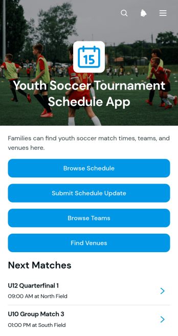 Youth Soccer Tournament Schedule App Template