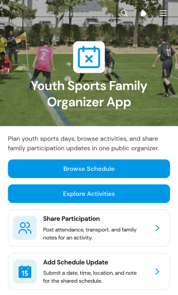 Youth Sports Family Organizer App Template