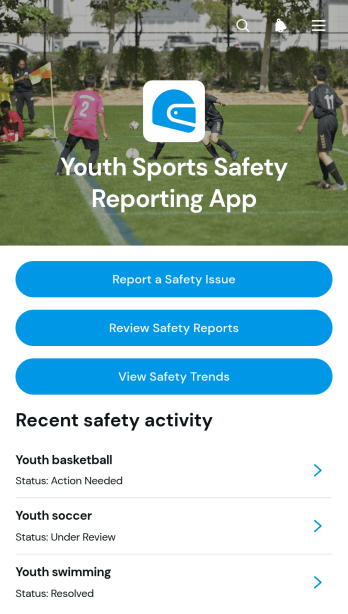 Youth Sports Safety Reporting App Template