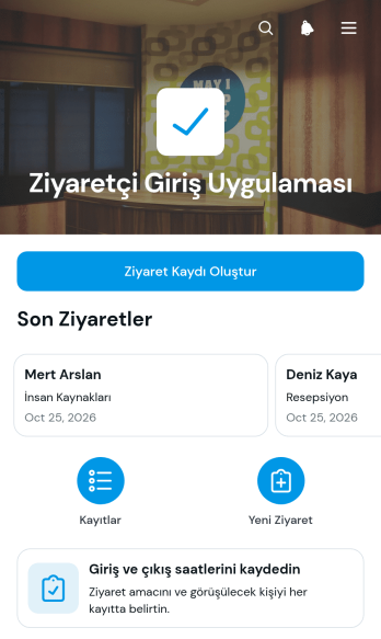 Ziyaretçi Giriş Uygulama Șablonu