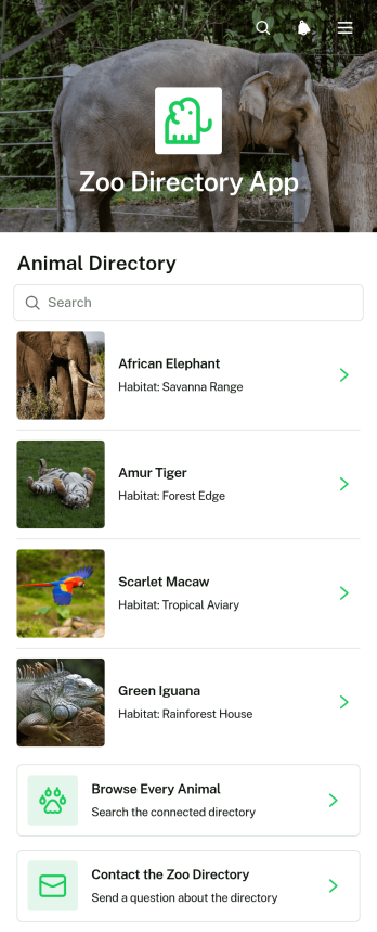 Zoo Directory App Template