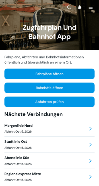 Zugfahrplan- und Bahnhofs-App