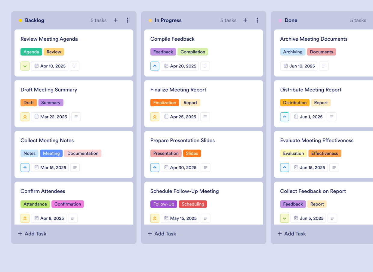 Business Meeting Notes Board Template | Jotform