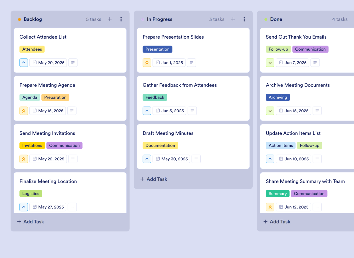 Client Virtual Notes Client Meeting Notes Board Template | Jotform