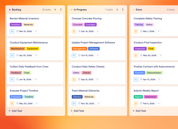 Construction Project Tracking Board Template Thumbnail
