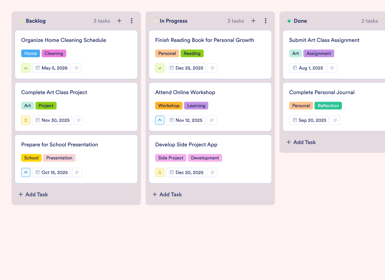 Task Planne Daily Task Planner Board Template | Jotform