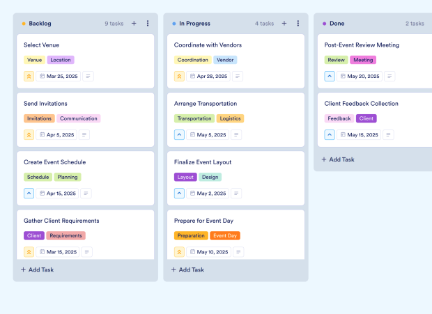 Event Project Management Board Template Thumbnail
