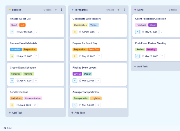 Event Project Management Board Template Thumbnail