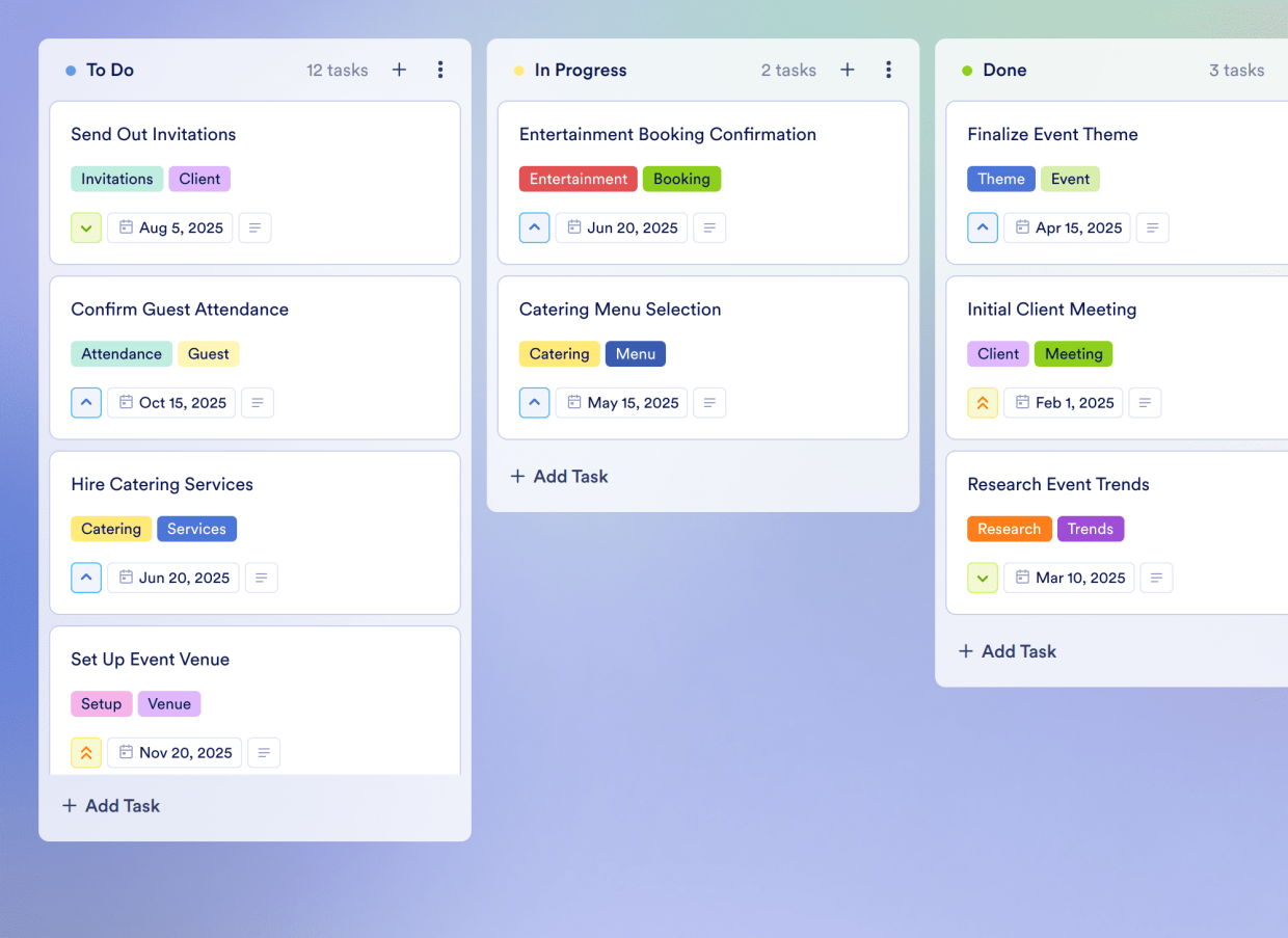Ms Events Planning Module Event Project Plan Board Template | Jotform