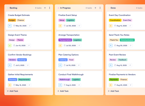 Event Task List Board Template Thumbnail