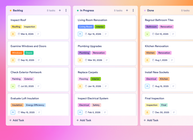 Home Project Planner Board Template Thumbnail
