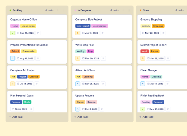 Household Task List Board Template Thumbnail