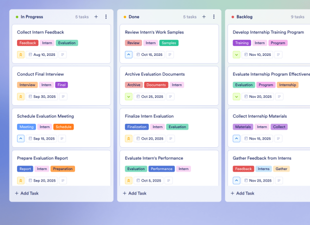 Intern Task List Board Template Thumbnail