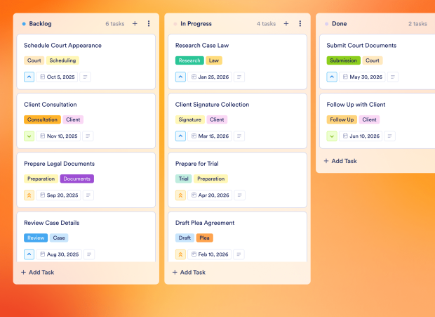 Legal Case Tracking And Billing Board Template Thumbnail
