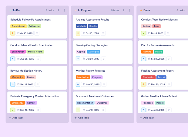 Mental Health Patient Treatment Plan Board Template Thumbnail