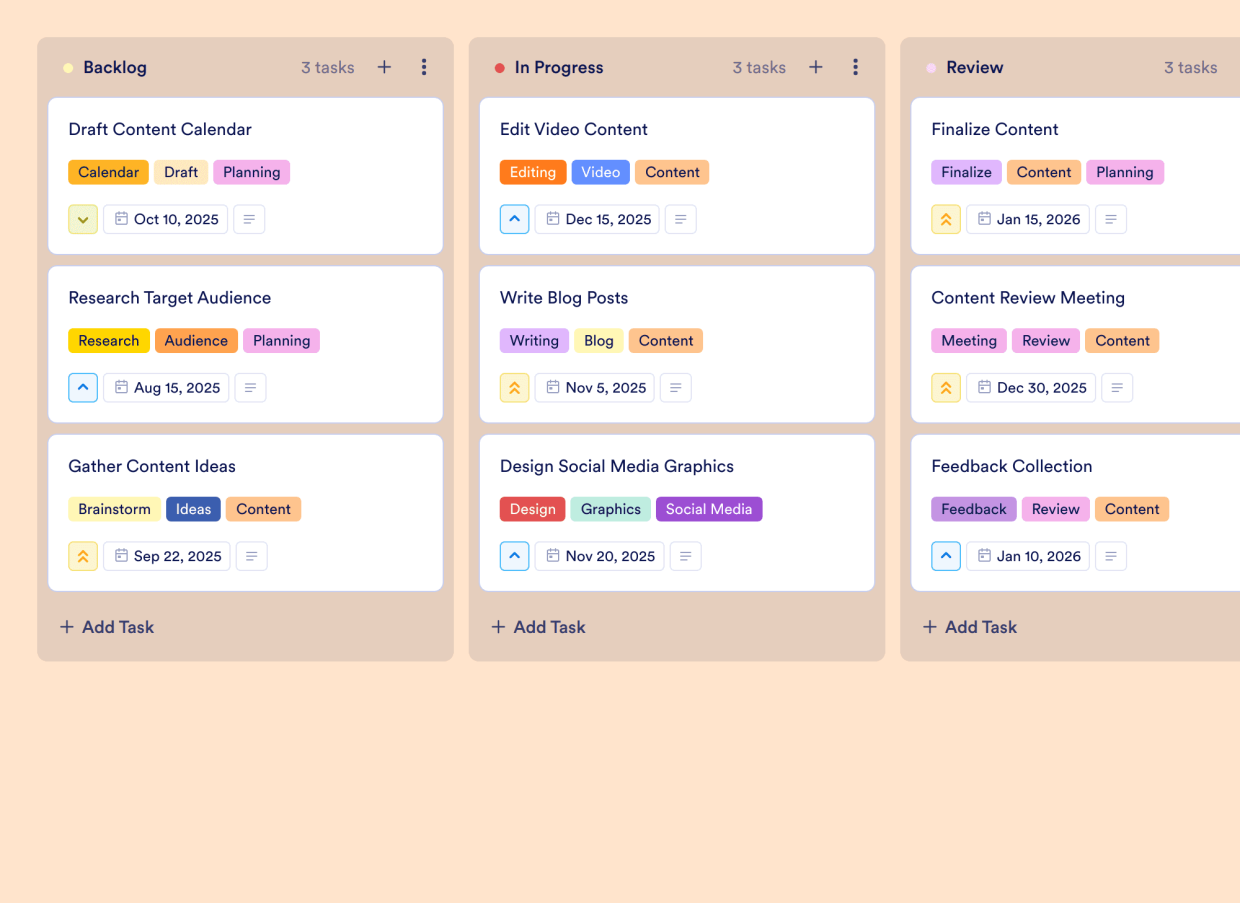 Monthly Editorial Calendar Board Template Jotform