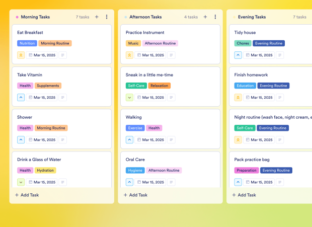 Morning Routine Planner Board Template Thumbnail