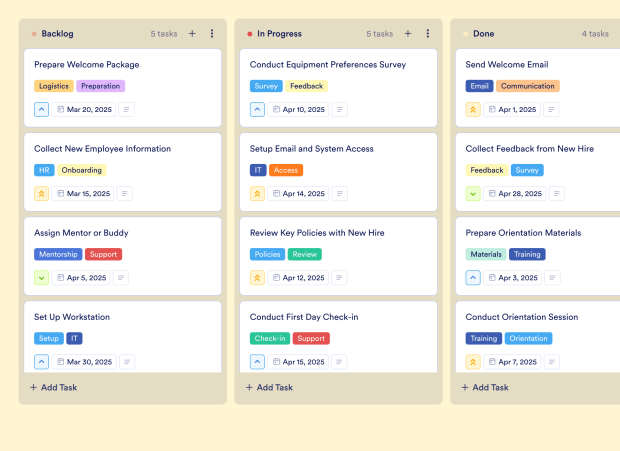 New Hire Onboarding Board Template Thumbnail