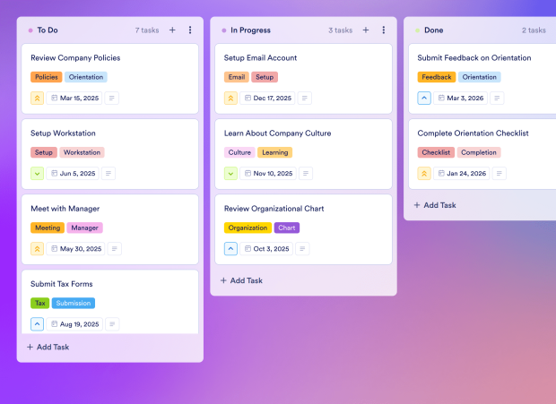 New Hire Schedule Board Template Thumbnail