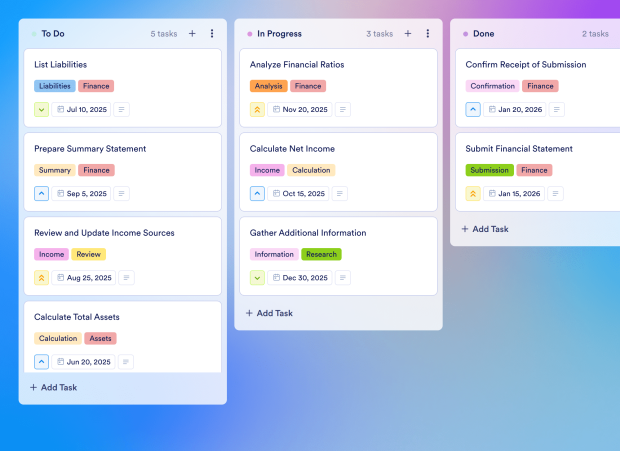 Personal Financial Organizer Board Template Thumbnail