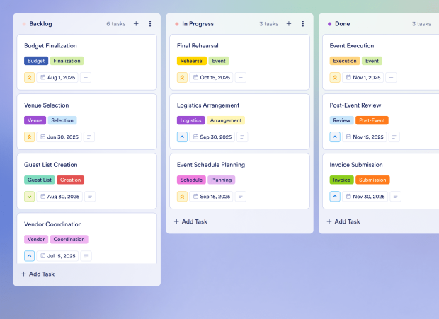Project Management Event Planning Board Template Thumbnail