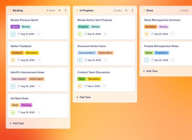 Project Retrospective Board Template Thumbnail