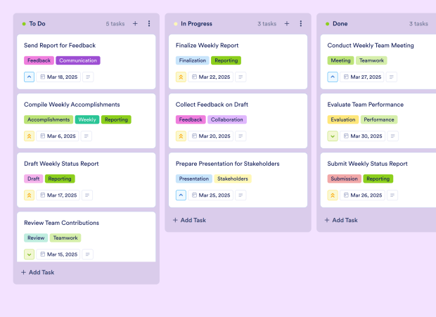 Project Weekly Report Board Template Thumbnail