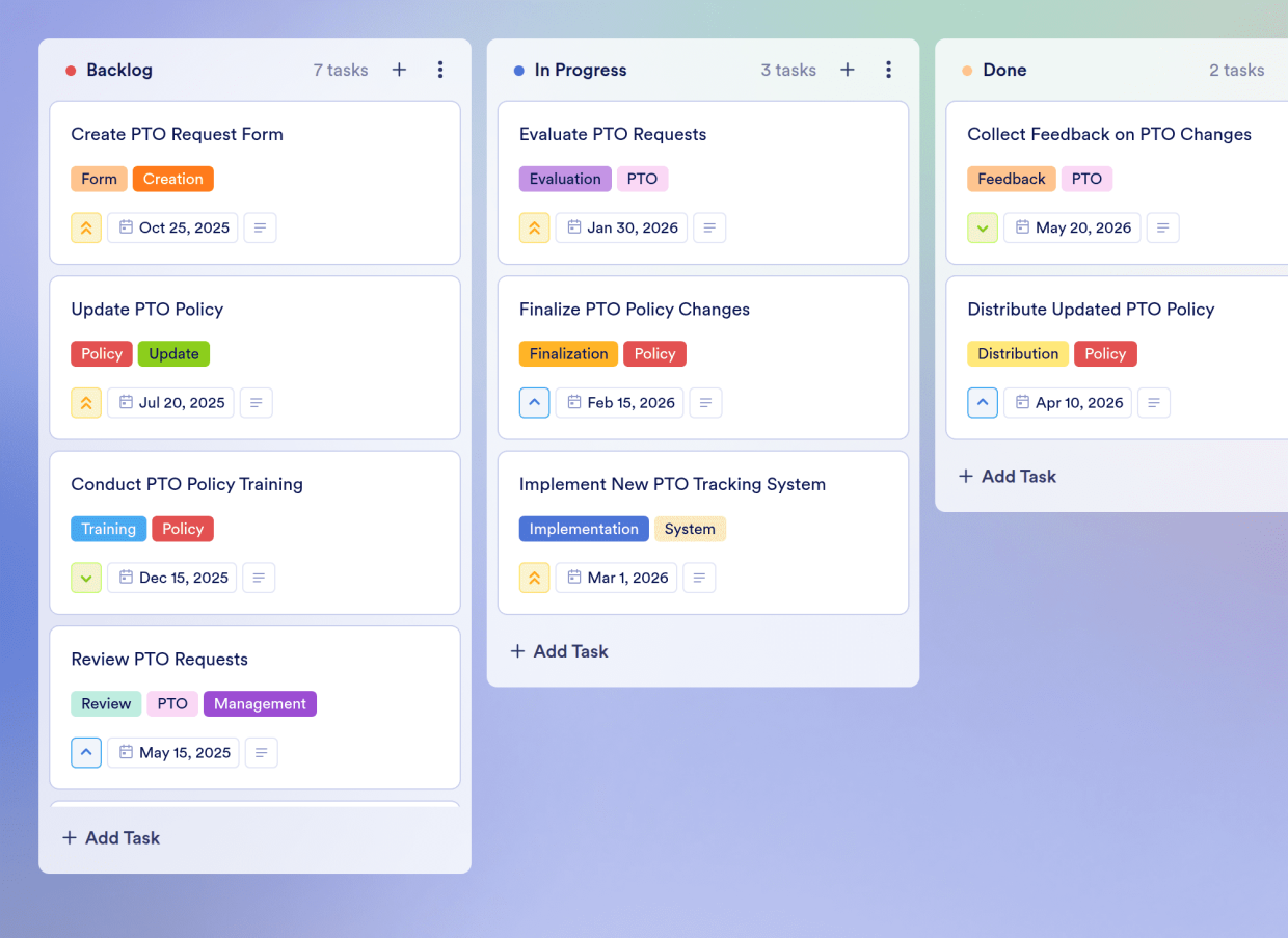 Pto Directory PTO Calendar Board Template | Jotform
