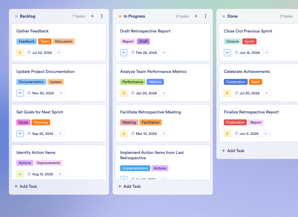 Release Retrospective Board Template Jotform