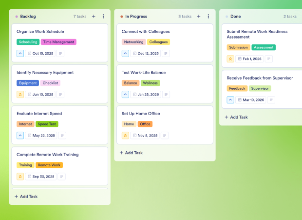Remote Work Plan Board Template Thumbnail