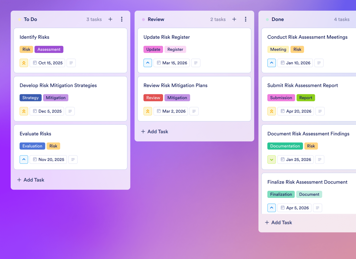 Risk Tracker Board Template Jotform