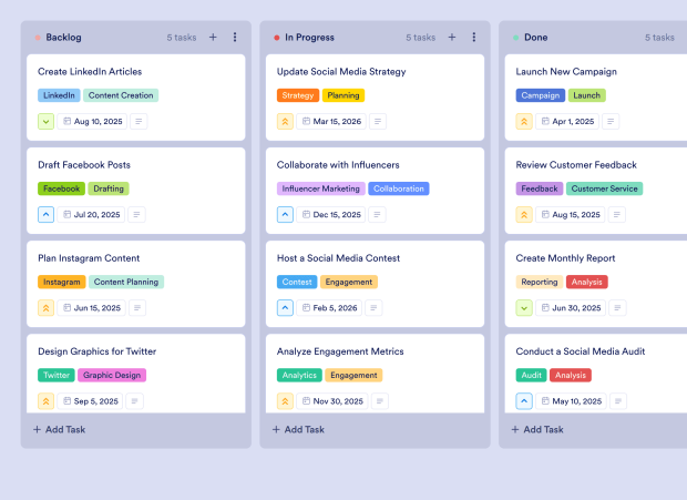 Social Media Launch Plan Board Template Thumbnail