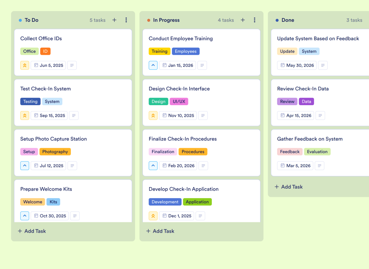 Check Work Board Staff Check In Board Template | Jotform