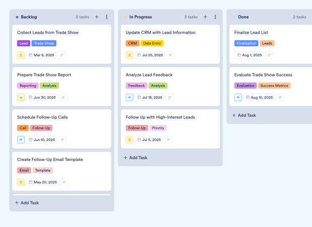 Trade Show Planning Board Template Thumbnail