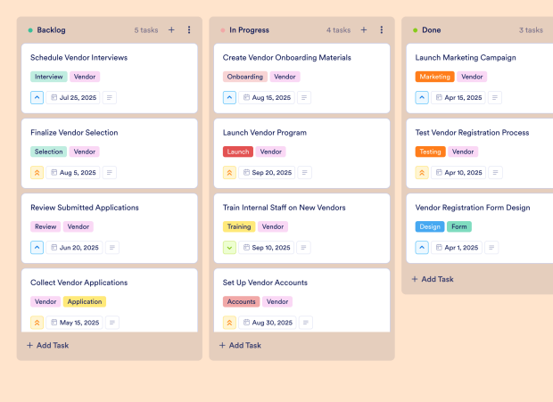 Vendor Management Plan Board Template Thumbnail
