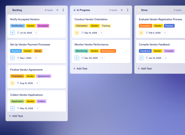Vendor Tracking Board Template Thumbnail