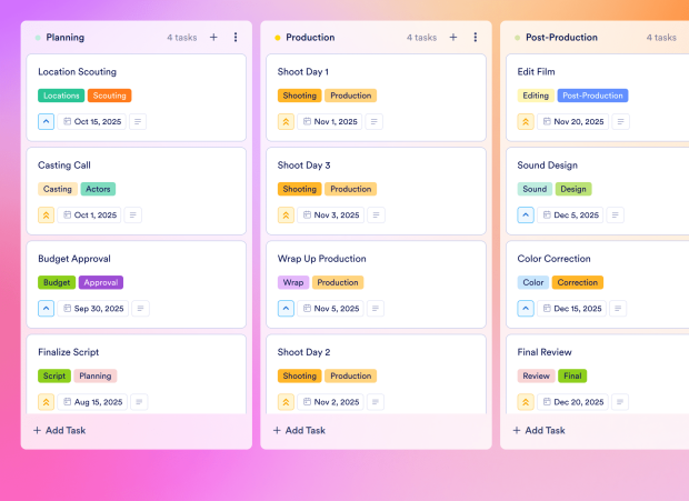 Video Production Project Management Board Template Thumbnail