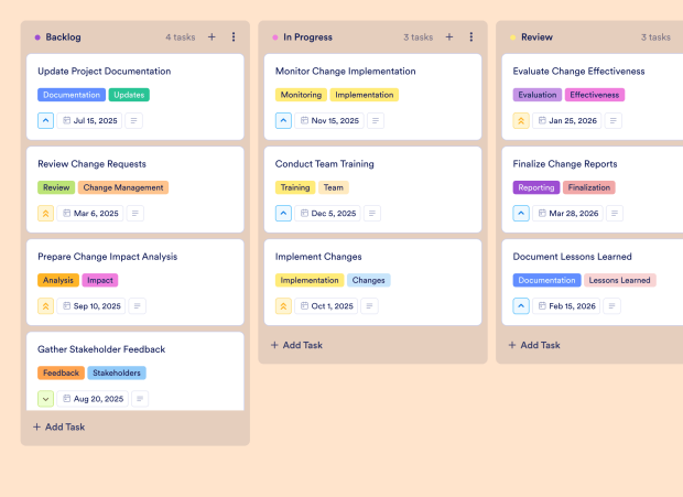 Waterfall Project Management Board Template Thumbnail