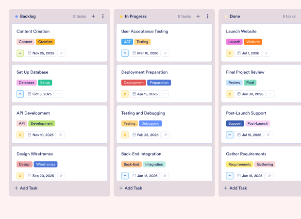 Website Development Project Plan Board Template Thumbnail