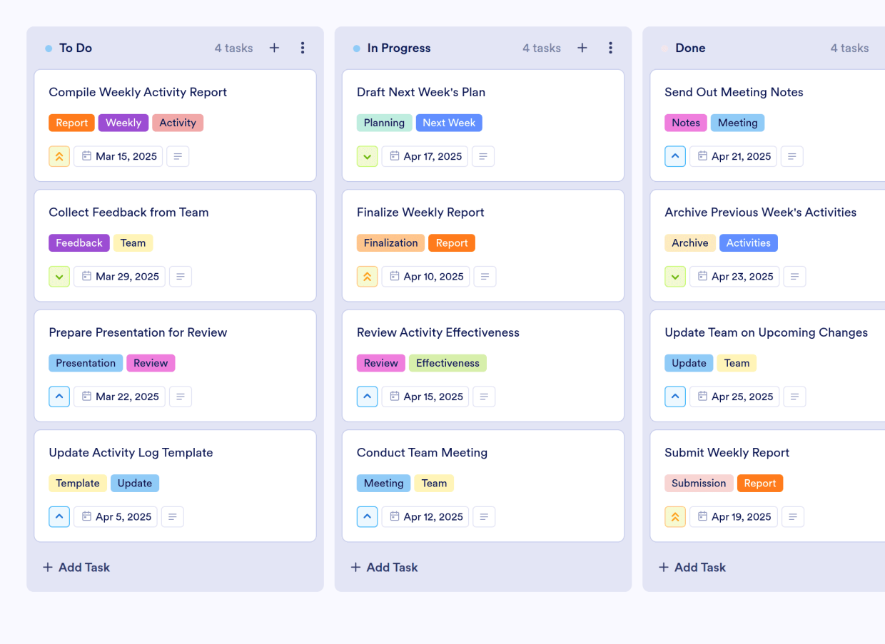 Week Calendar Board Template | Jotform