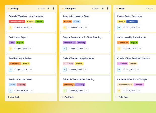 Weekly Project Plan Board Template Thumbnail