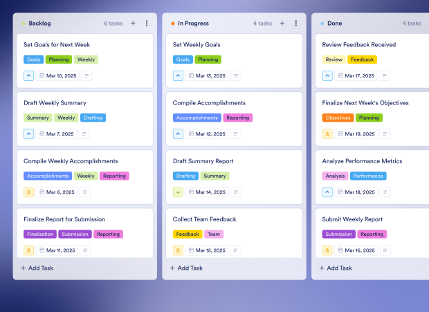 Weekly Project Status Report Board Template Thumbnail