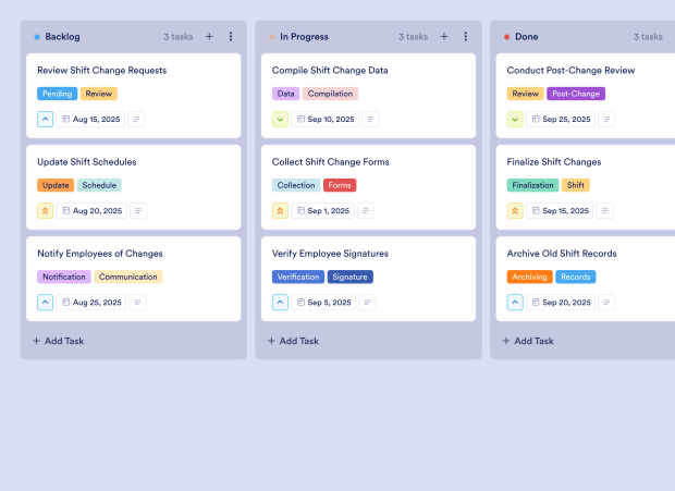 Work Shift Calendar Board Template Thumbnail