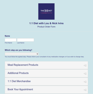 1:1 Diet Product Order Form Lou & Nick