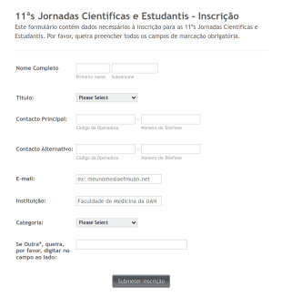 11ªs Jornadas Científicas E Estudantís Inscrição
