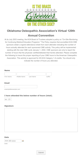 120th Annual Convention Attestation Form Template