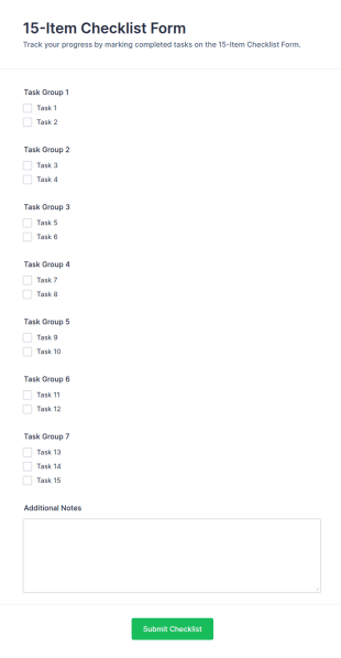 15 Item Checklist Form Template