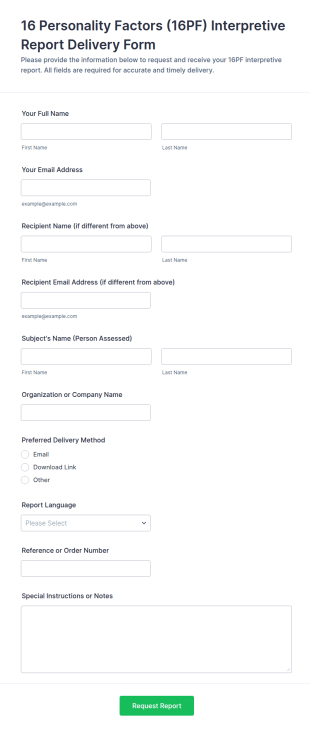 16 Personality Factors (16PF) Interpretive Report Delivery Form Template