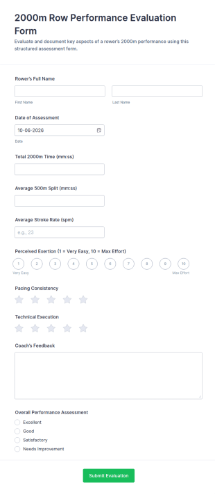 2000m Row Performance Evaluation Form Template
