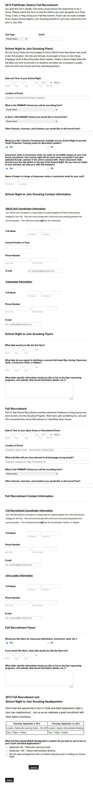 Scouting Recruitment Form Template